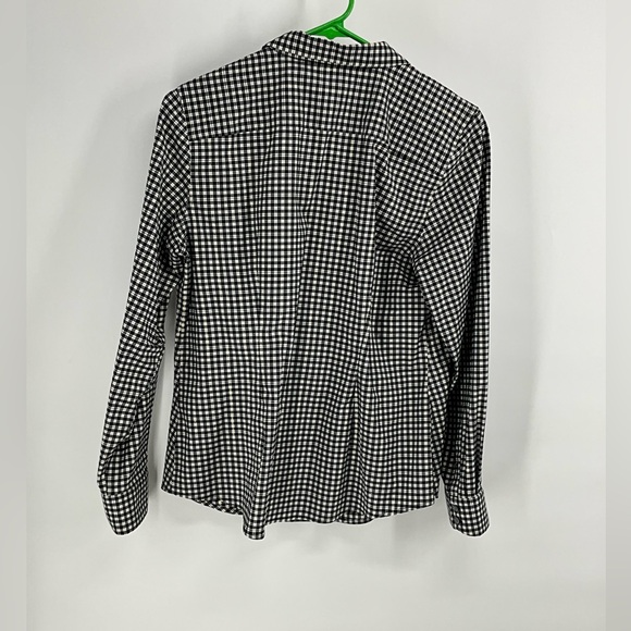Talbots Petites Black and White Checkered Button-Up Shirt 10P - Picture 4 of 6